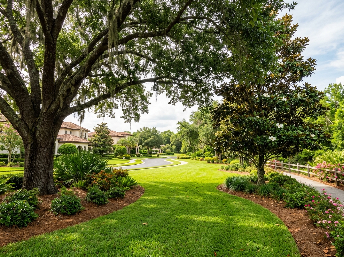 Florida landscape tree canopy along community estate